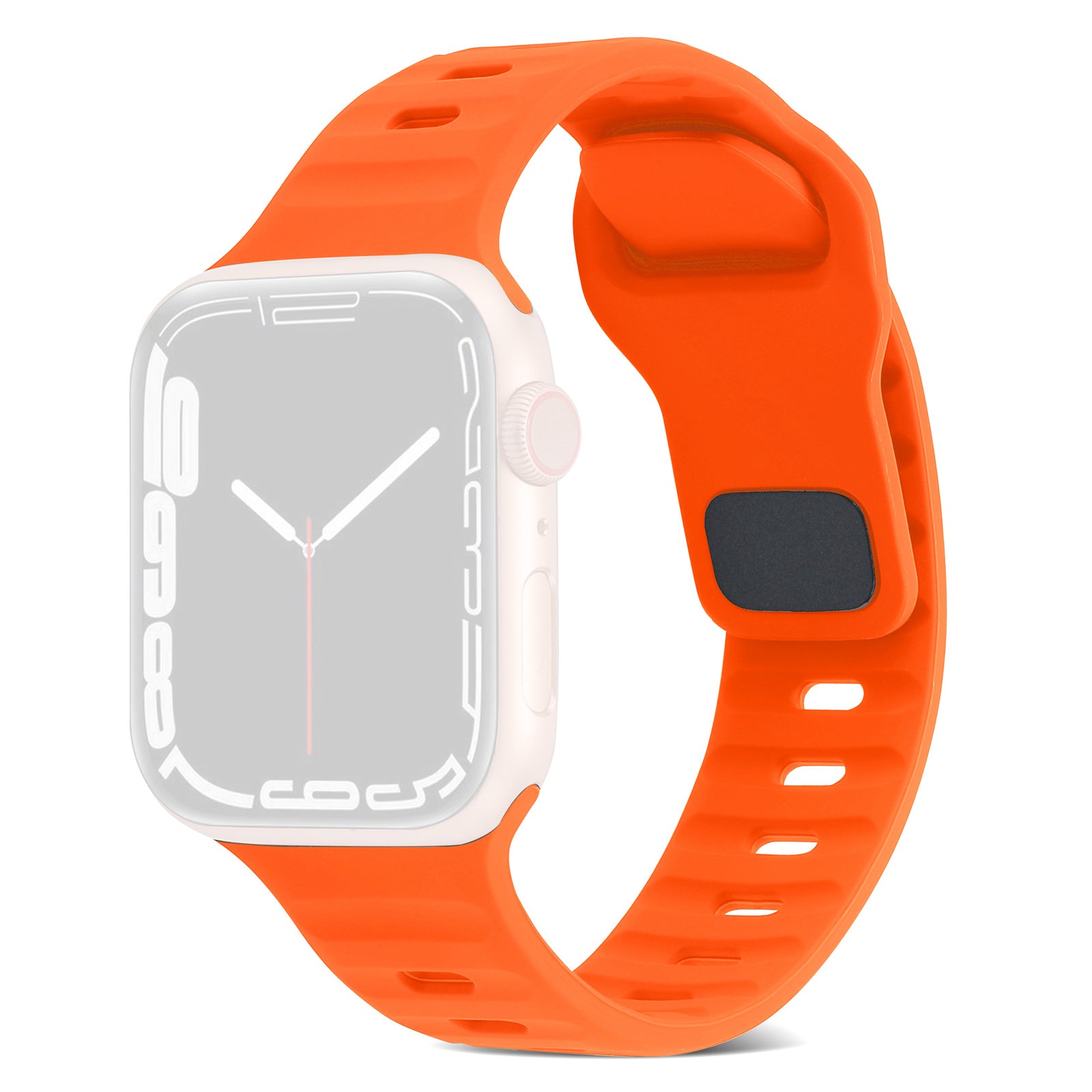 Uniqkart for Apple Watch Ultra 49mm / Series 8 7 45mm / 6 5 4 SE (2022) SE 44mm / 3 2 1 42mm Watchband Silicone Watch Strap with Square Buckle - Orange Uniqkart for Apple Watch Ultra 49mm / Series 8 7 45mm / 6 5 4 SE (2022) SE 44mm / 3 2 1 42mm Watchband Silicone Watch Strap with Square Buckle - Orange